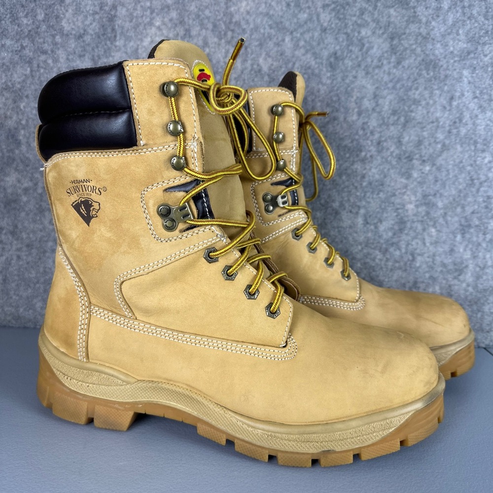 Herman Survivors Work Boots Men 12W Tan Big Timber II Steel Toe Leather 2522668
